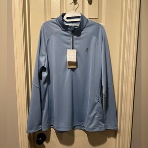 On Running Climate Shirt Women's Chambray Blue Long Sleeve Quarter Zip Pullover